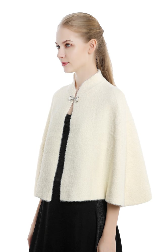 Faux Fur Shawl with Clasp CJ0121