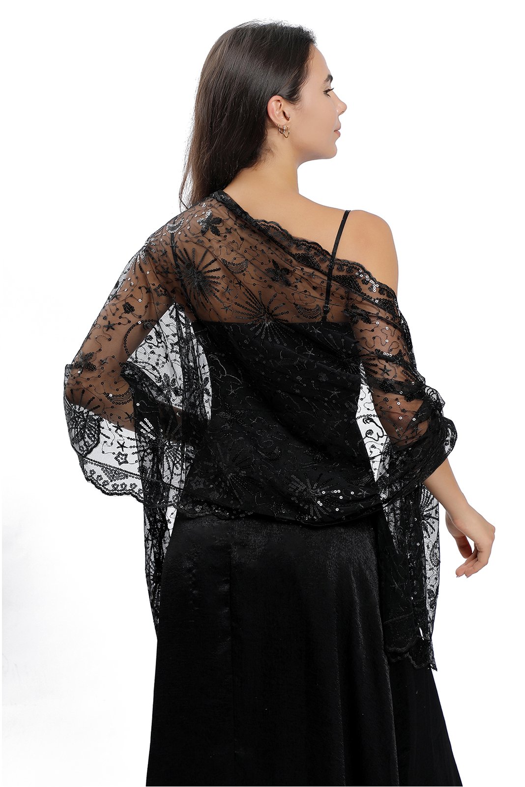 Lace Shawl with Sequined CJ0137