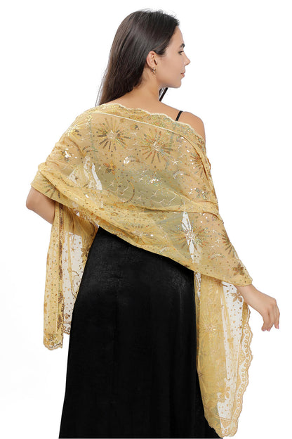 Lace Shawl with Sequined CJ0137