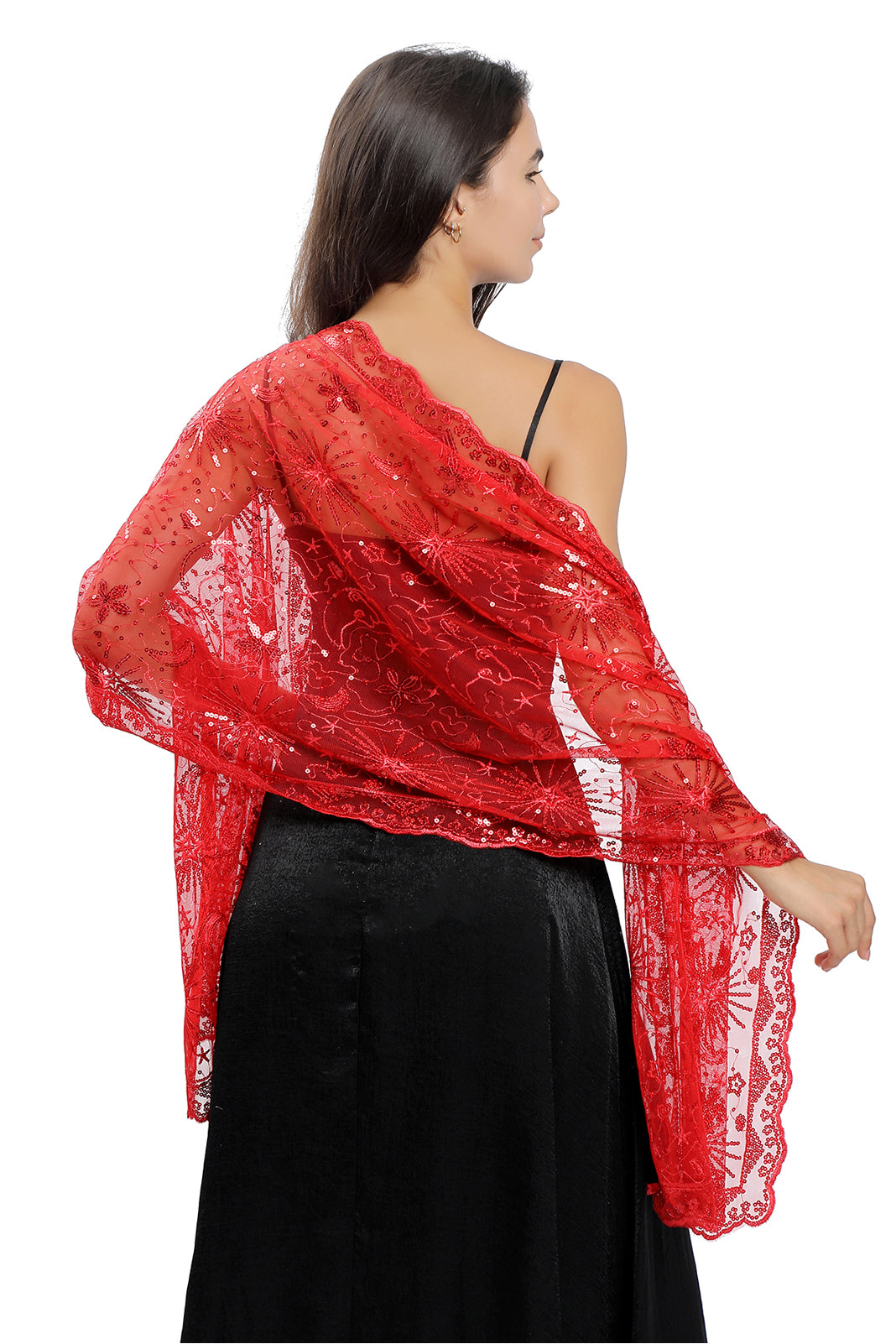 Lace Shawl with Sequined CJ0137