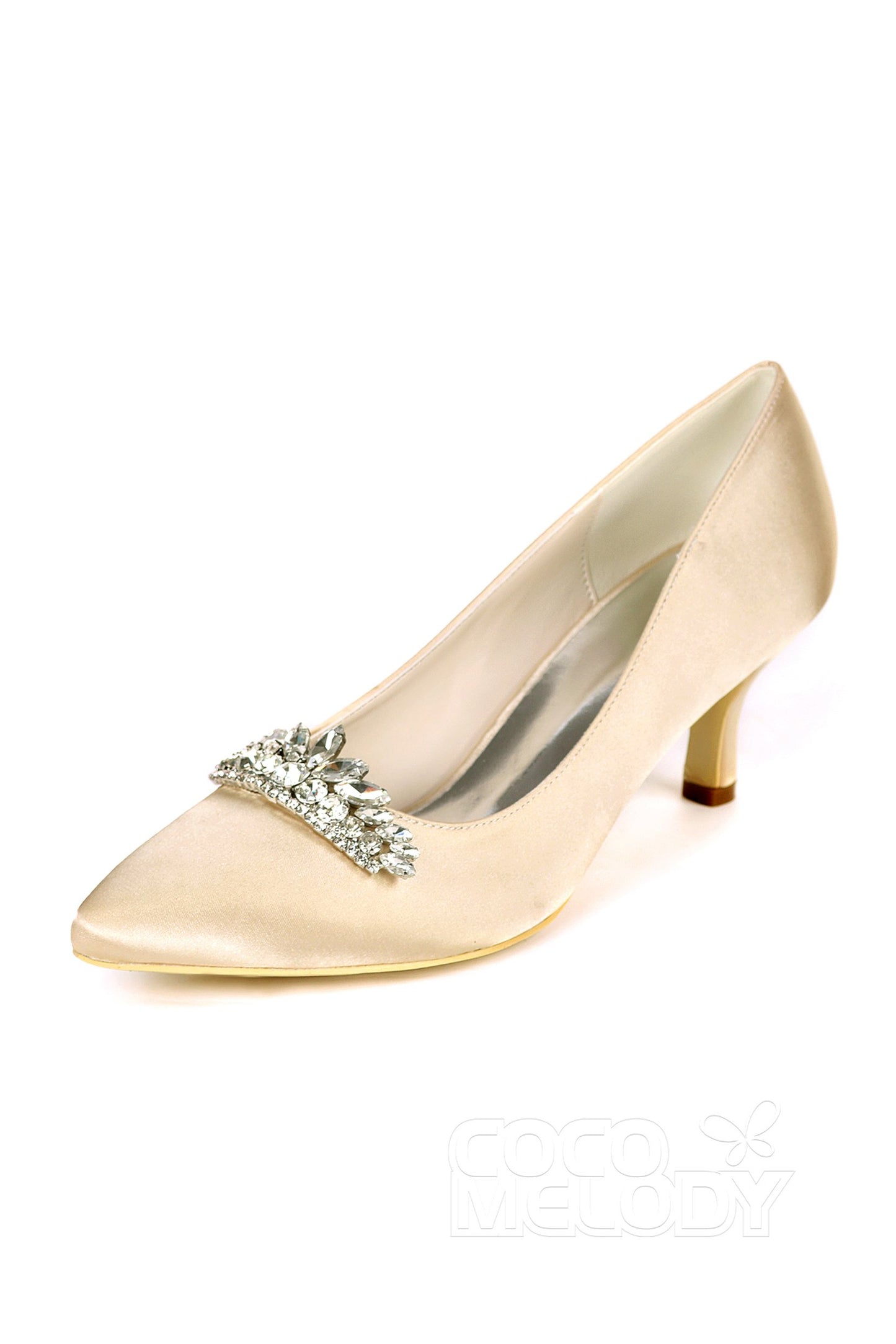 Low Heel Silk-Like Pointed Toe Wedding shoes CK0072