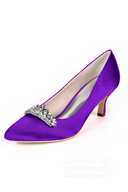 Low Heel Silk-Like Pointed Toe Wedding shoes CK0072