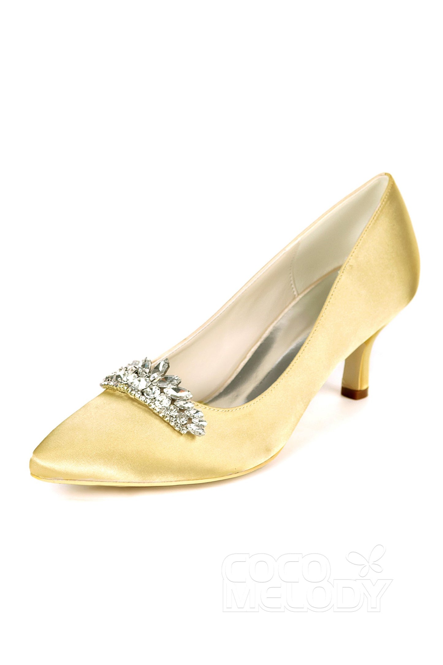 Low Heel Silk-Like Pointed Toe Wedding shoes CK0072