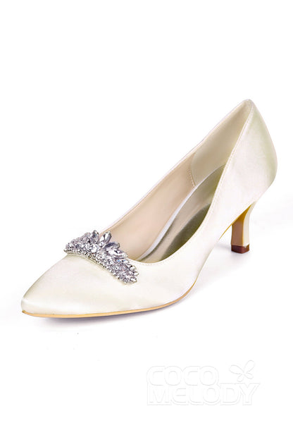 Low Heel Silk-Like Pointed Toe Wedding shoes CK0072