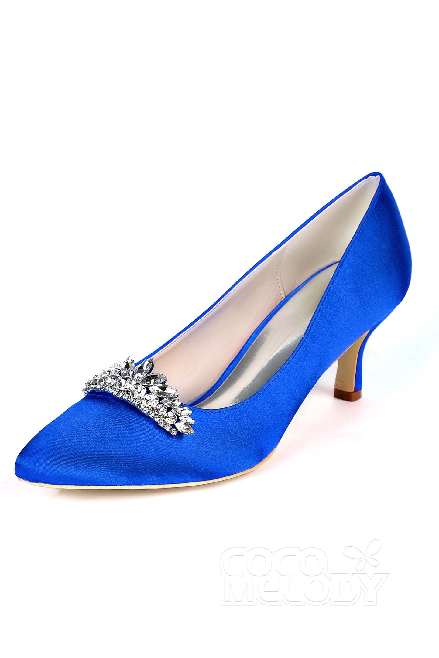 Low Heel Silk-Like Pointed Toe Wedding shoes CK0072