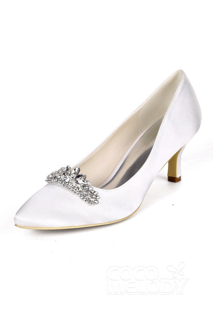 Low Heel Silk-Like Pointed Toe Wedding shoes CK0072