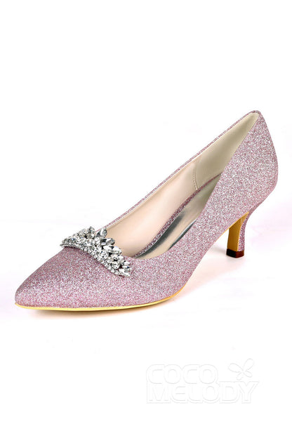 Low Heel Sparkling Pointed Toe Wedding shoes CK0075