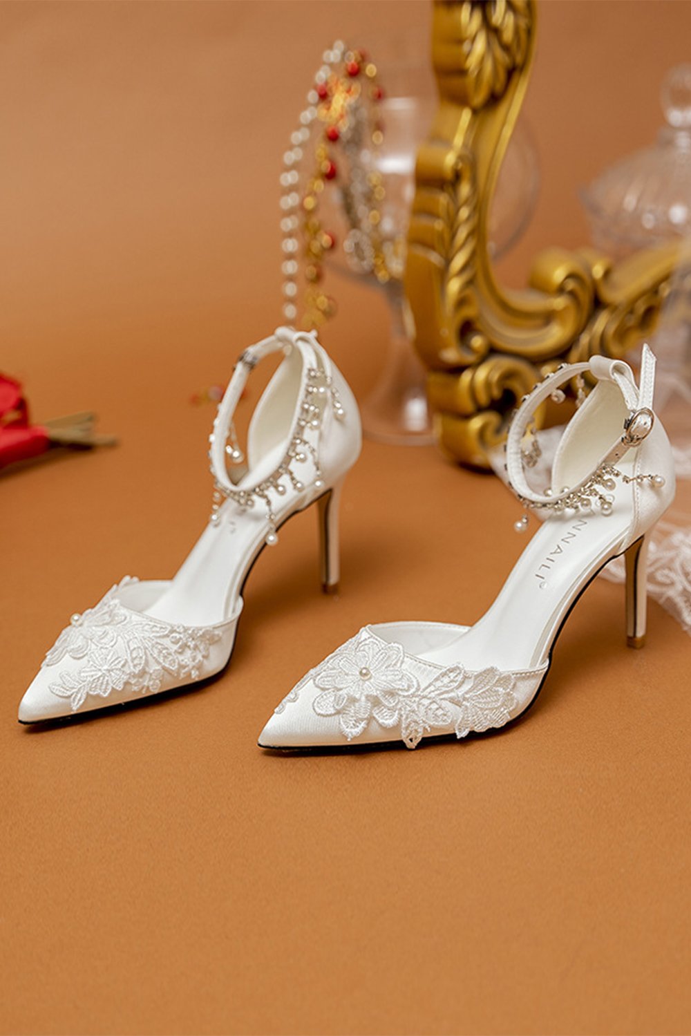 White store Satin Heeled Shoes, Bridal Shoes, Wedding Shoes, Cinderella Shoes, Special Occasion Shoes