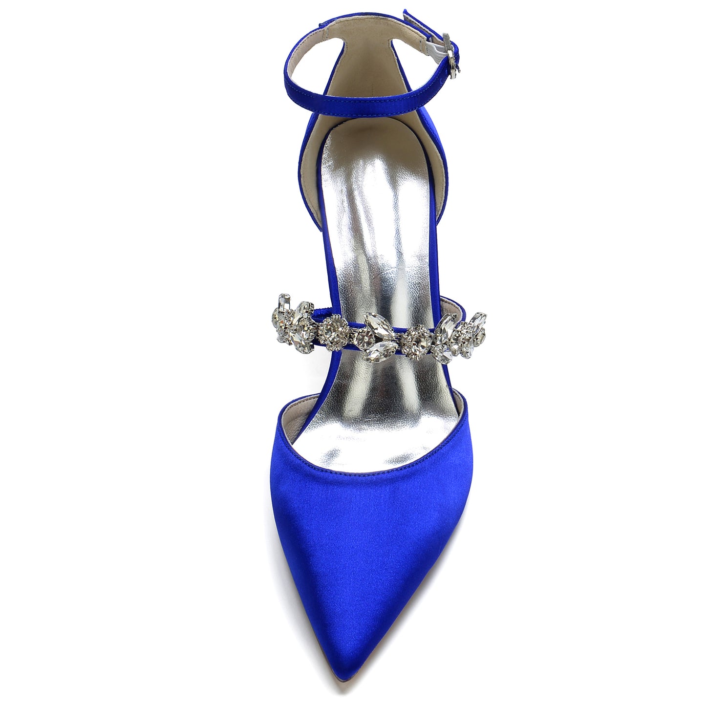 Blue Rhinestone Ankle Strap Pointy Stiletto Heels CK0131