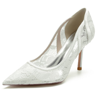 Stiletto Heel 8.5cm Silk-Like Lace Shoes CK0139