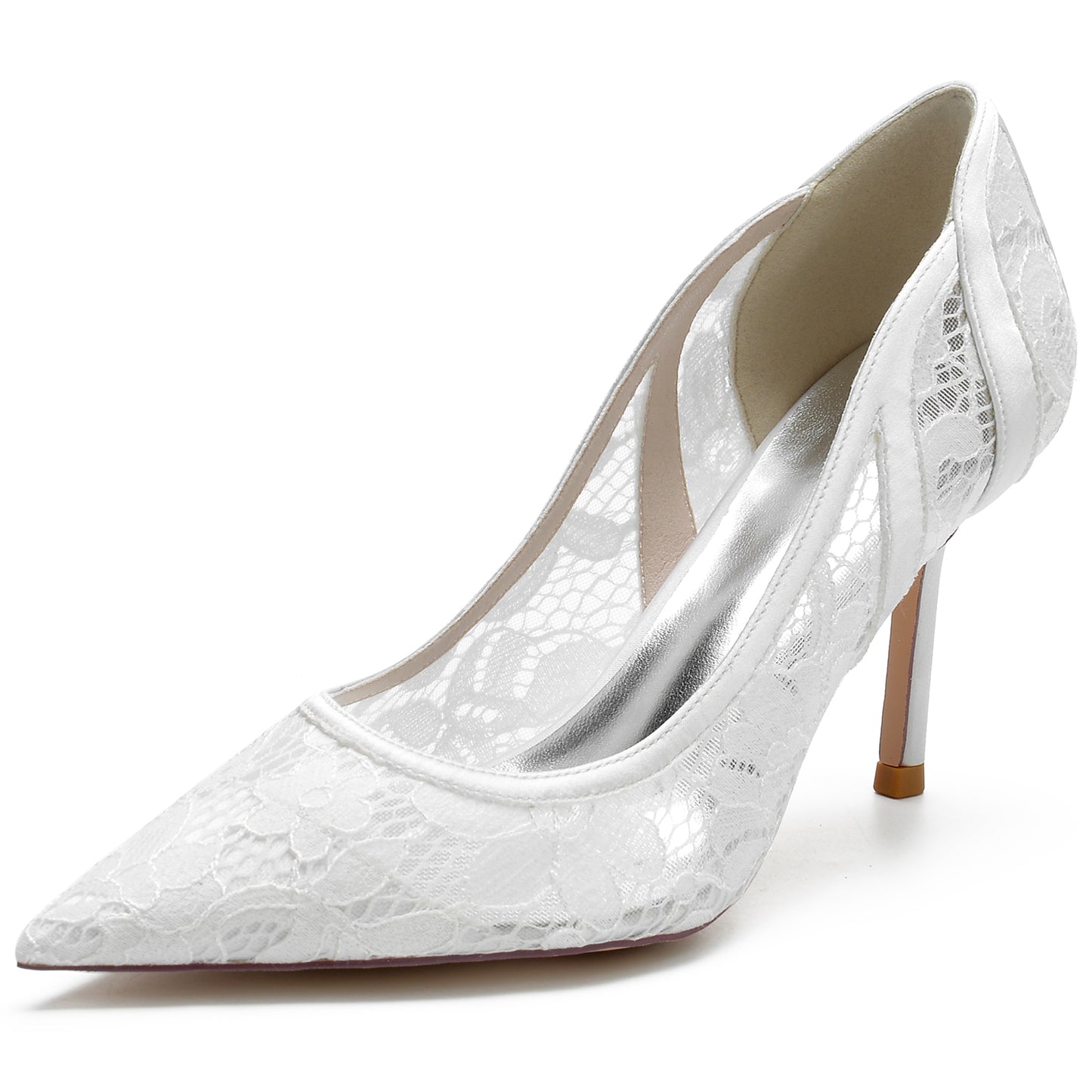 Stiletto Heel 8.5cm Silk-Like Lace Shoes CK0139