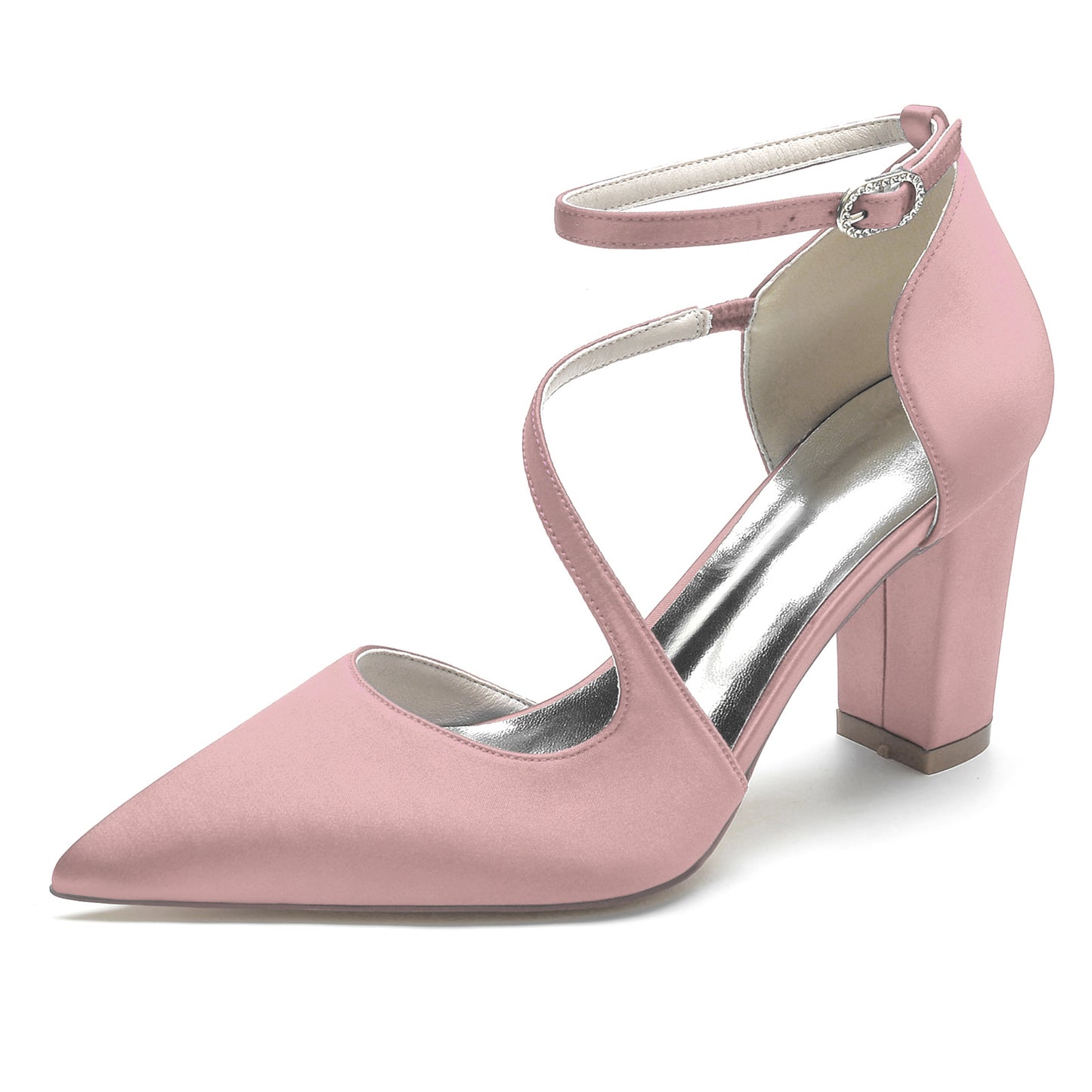 Chunky Heel 8.5cm Silk-Like Shoes CK0192