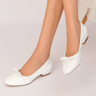 Flat Heel 2.5cm Silk-Like Lace Shoes CK0283