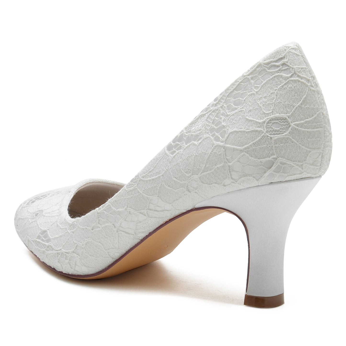 Chunky Heel 6.5cm Silk-Like Lace Shoes CK0373