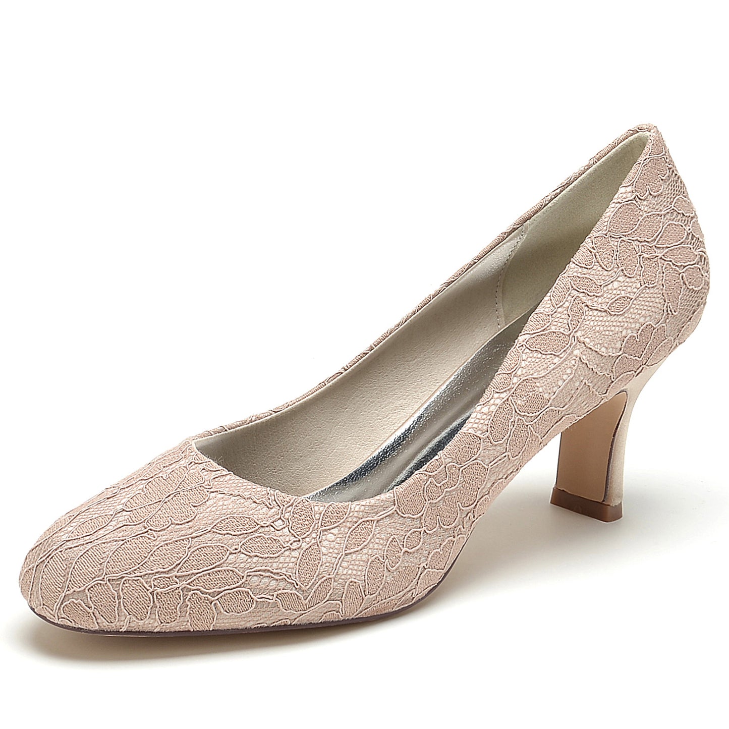 Chunky Heel 6cm Silk-Like Lace Shoes CK0414