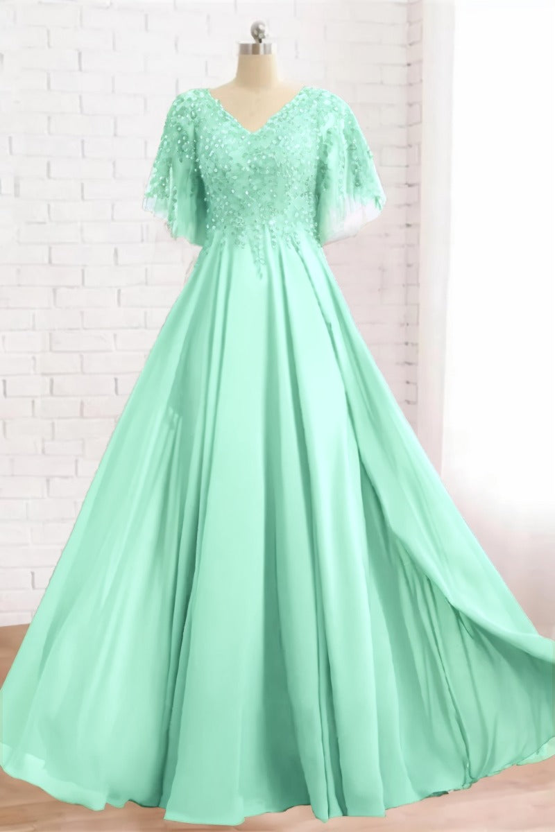 A-Line Floor Length Chiffon Mother Dress CM0079