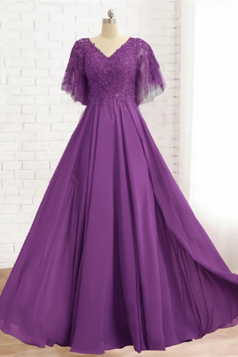 A-Line Floor Length Chiffon Mother Dress CM0079