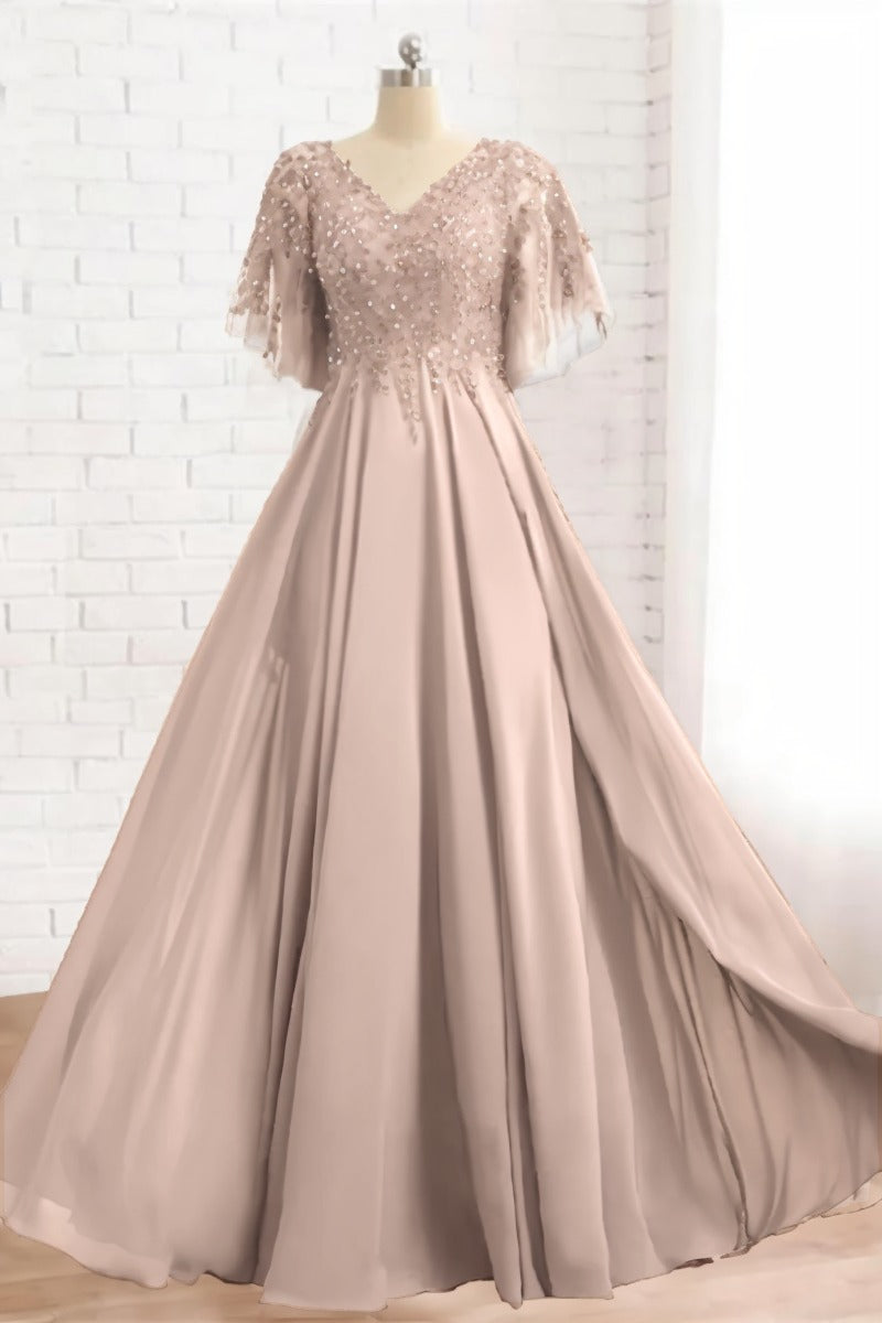 A-Line Floor Length Chiffon Mother Dress CM0079