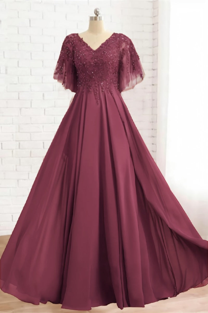 A-Line Floor Length Chiffon Mother Dress CM0079