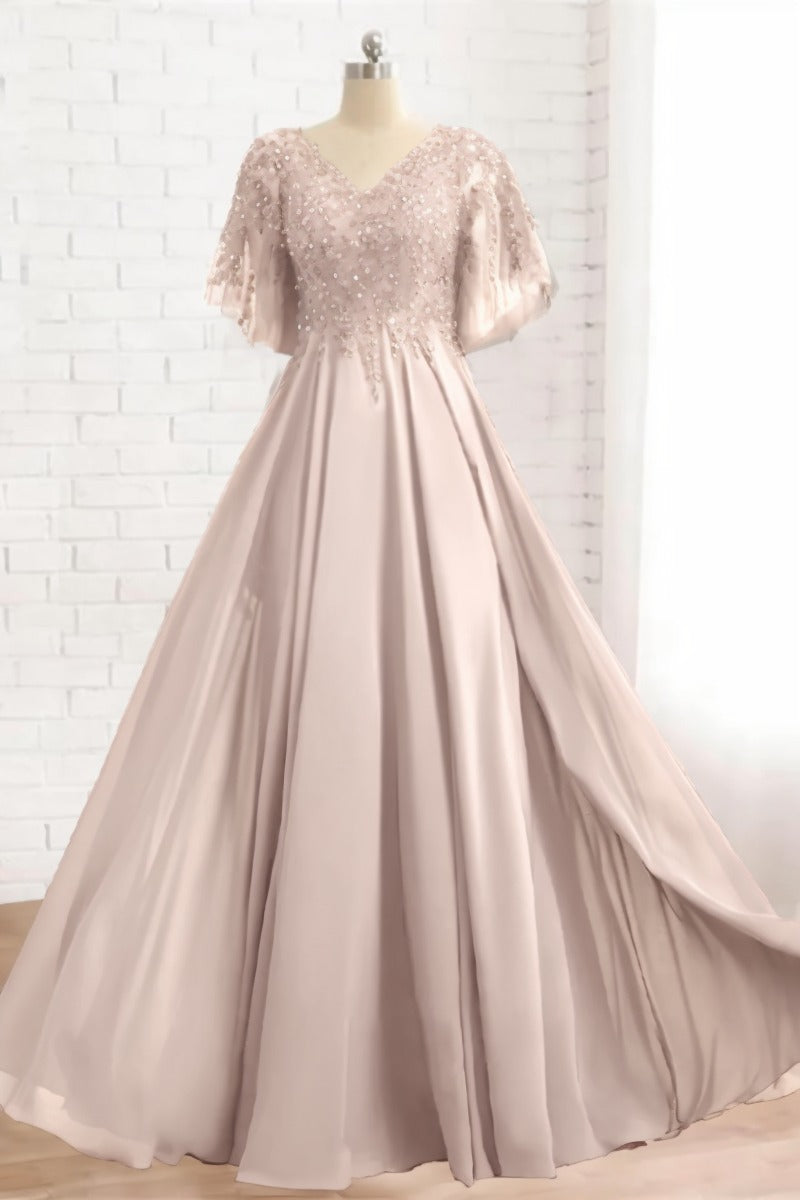 A-Line Floor Length Chiffon Mother Dress CM0079