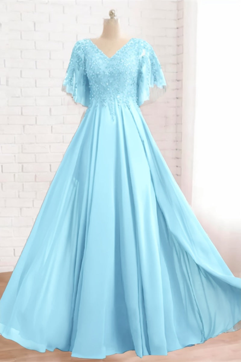 A-Line Floor Length Chiffon Mother Dress CM0079