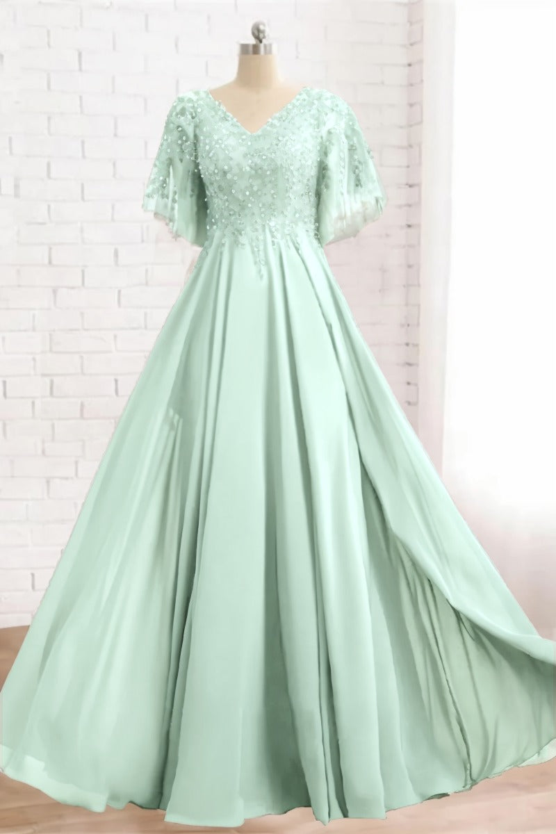 A-Line Floor Length Chiffon Mother Dress CM0079