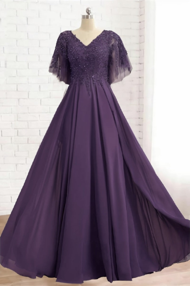 A-Line Floor Length Chiffon Mother Dress CM0079