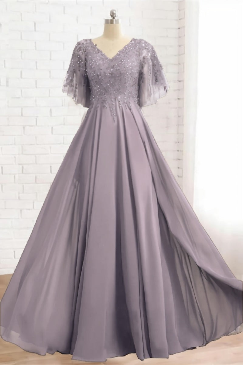 A-Line Floor Length Chiffon Mother Dress CM0079