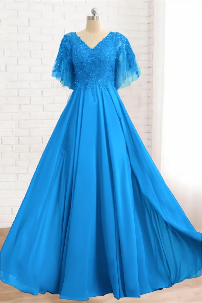 A-Line Floor Length Chiffon Mother Dress CM0079