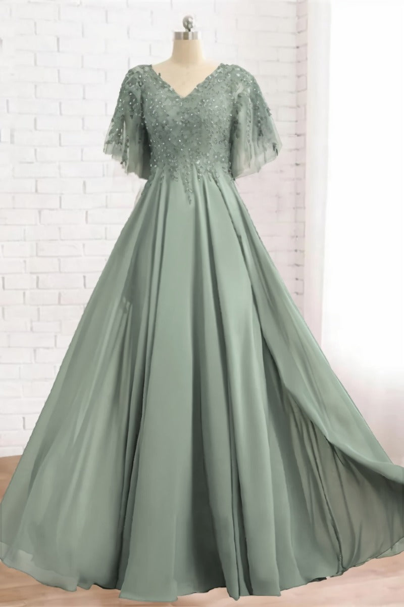 A-Line Floor Length Chiffon Mother Dress CM0079