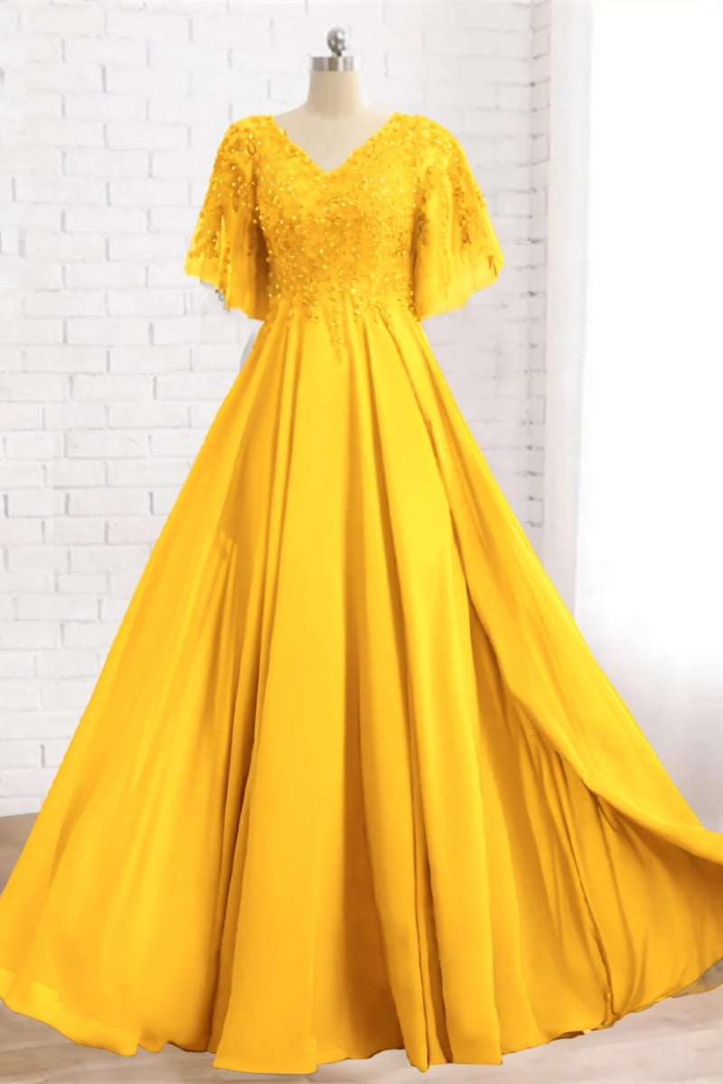 A-Line Floor Length Chiffon Mother Dress CM0079