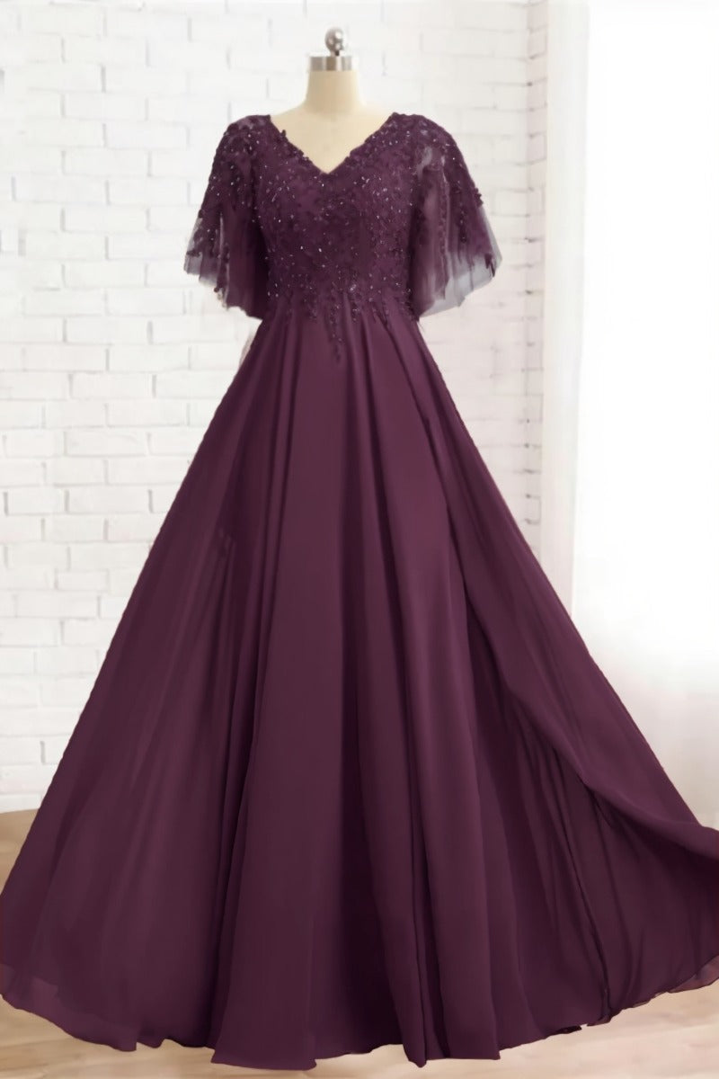 A-Line Floor Length Chiffon Mother Dress CM0079