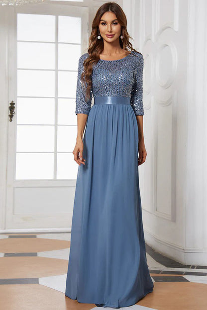 A-Line Floor Length Sequined Dress CM0175