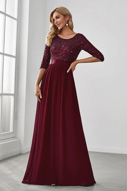 A-Line Floor Length Sequined Dress CM0175