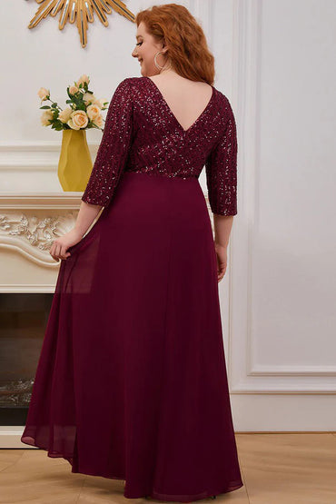 A-Line Floor Length Sequined Lace Dress CM0184