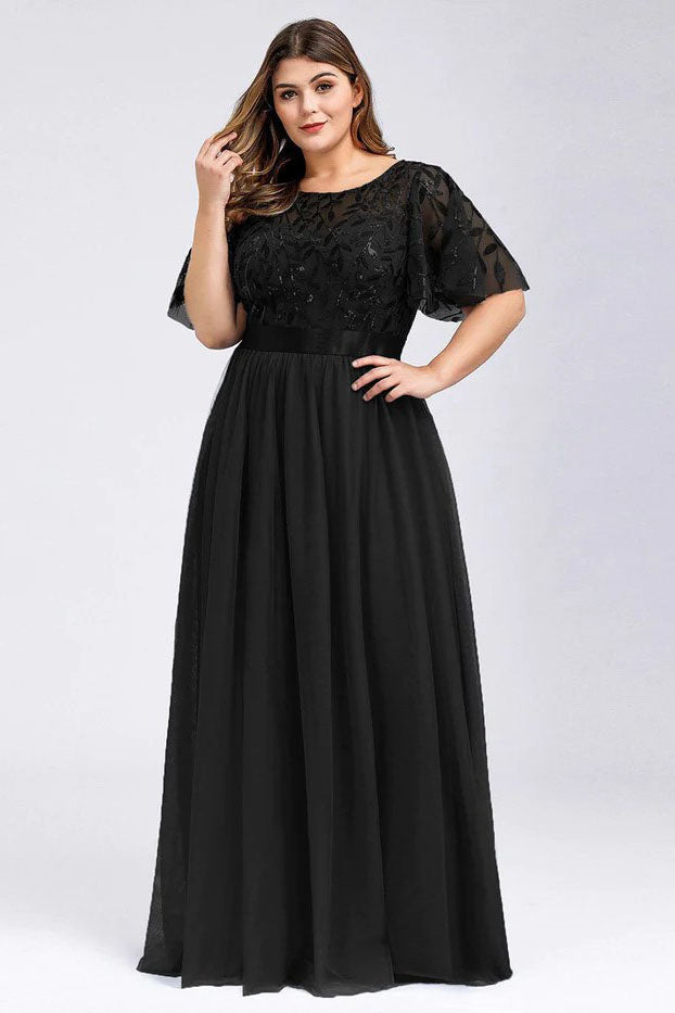 A-Line Floor Length Lace Dress CM0186