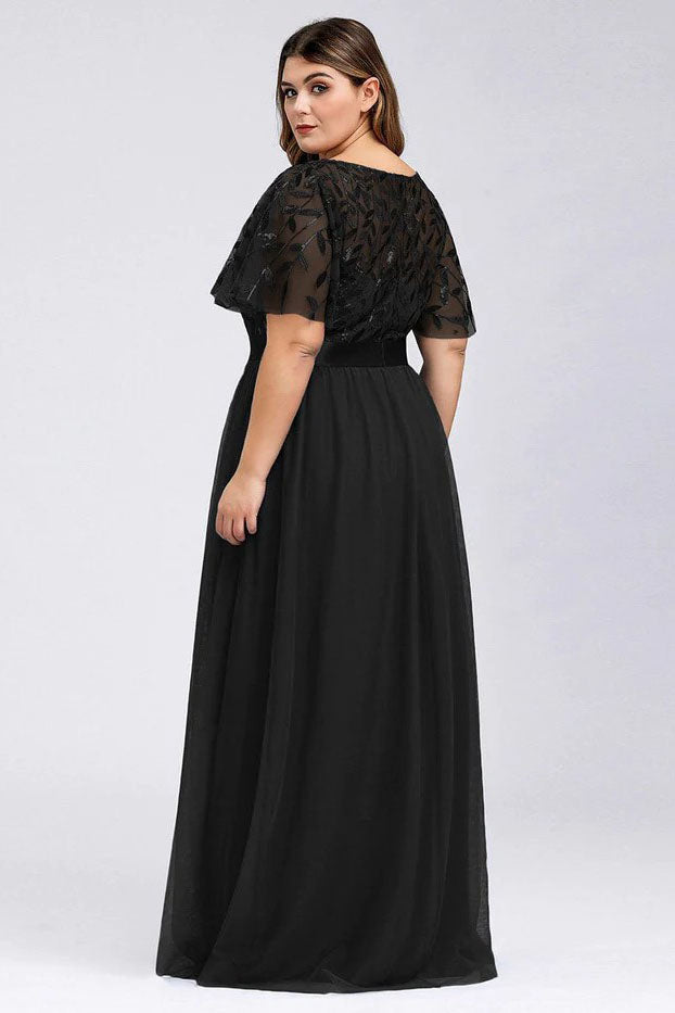 A-Line Floor Length Lace Dress CM0186