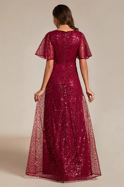 A-Line Floor Length Sequined Dress CM0190