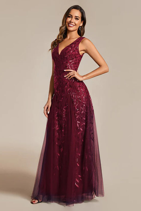 A-Line Floor Length Glitter Dress CM0191