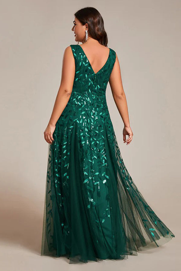 A-Line Floor Length Glitter Dress CM0191