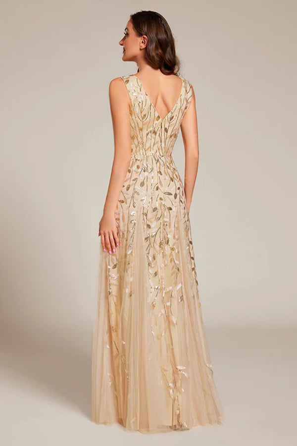 A-Line Floor Length Glitter Dress CM0191