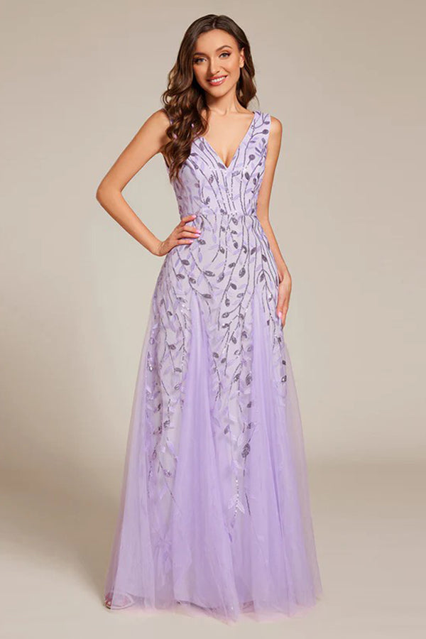 A-Line Floor Length Glitter Dress CM0191