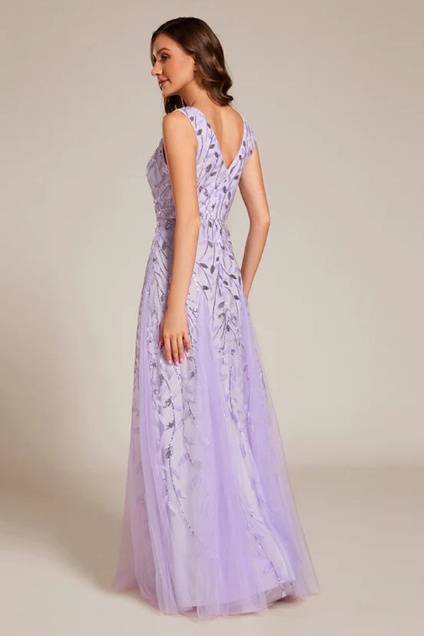 A-Line Floor Length Glitter Dress CM0191