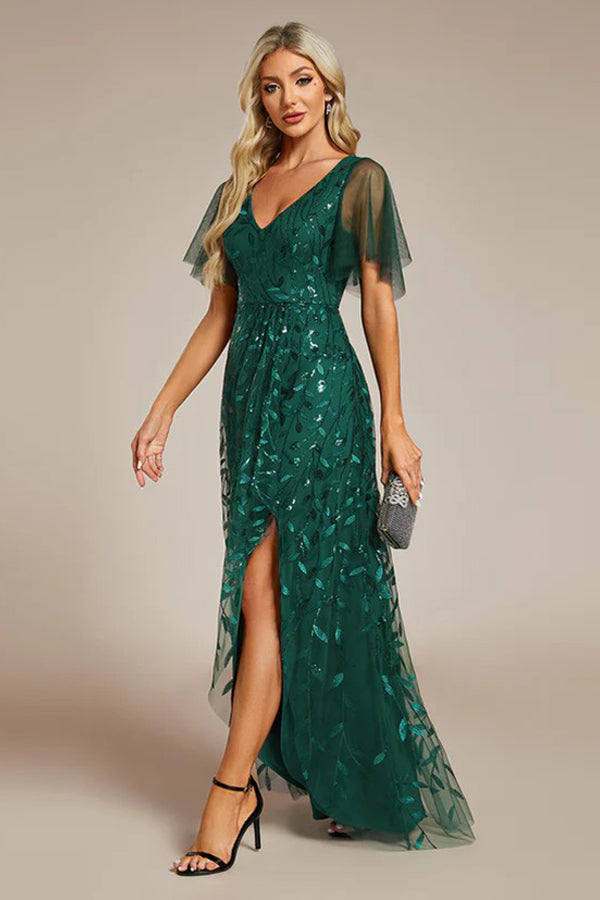 A-Line High-Low Glitter Dress CM0192