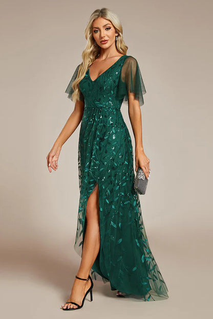 A-Line High-Low Glitter Dress CM0192