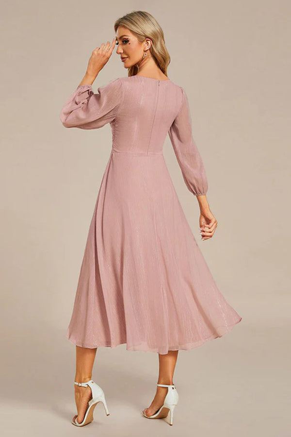 A-Line Tea Length Soft Yarn Dress CM0194