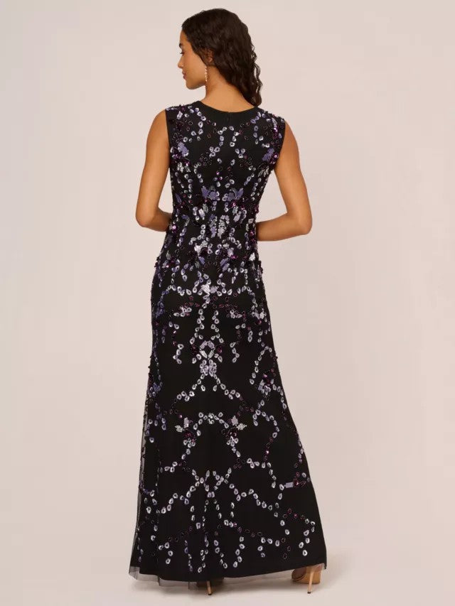 A-Line Floor Length Beaded Dress CM0197