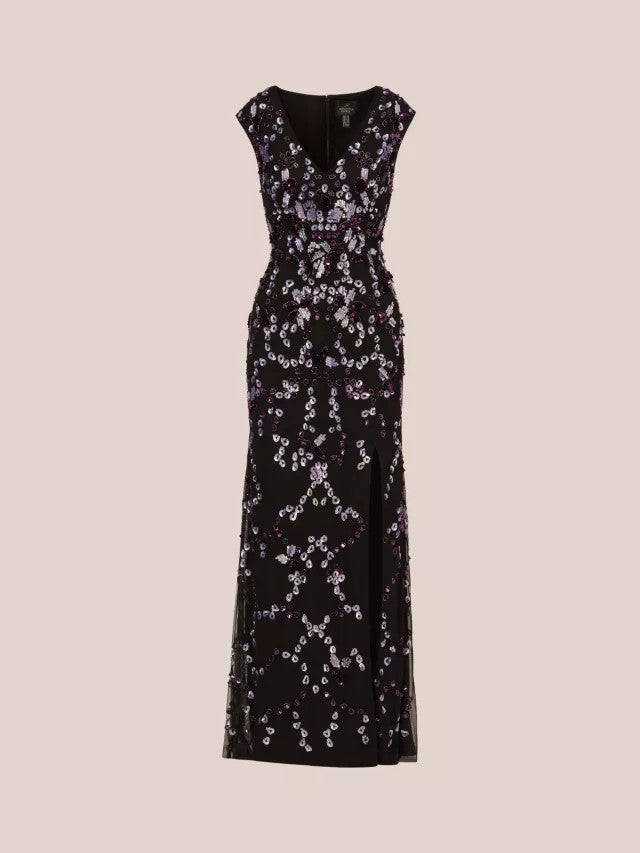 A-Line Floor Length Beaded Dress CM0197