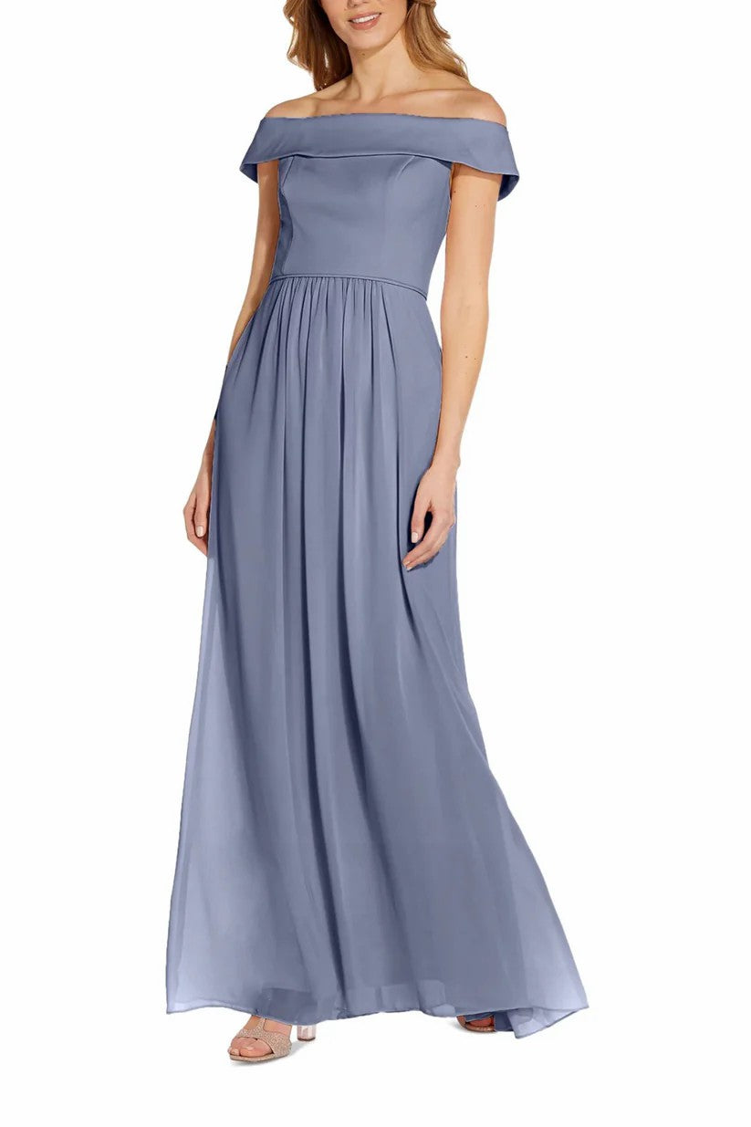 A-Line Floor Length Crepe Chiffon Dress CM0199