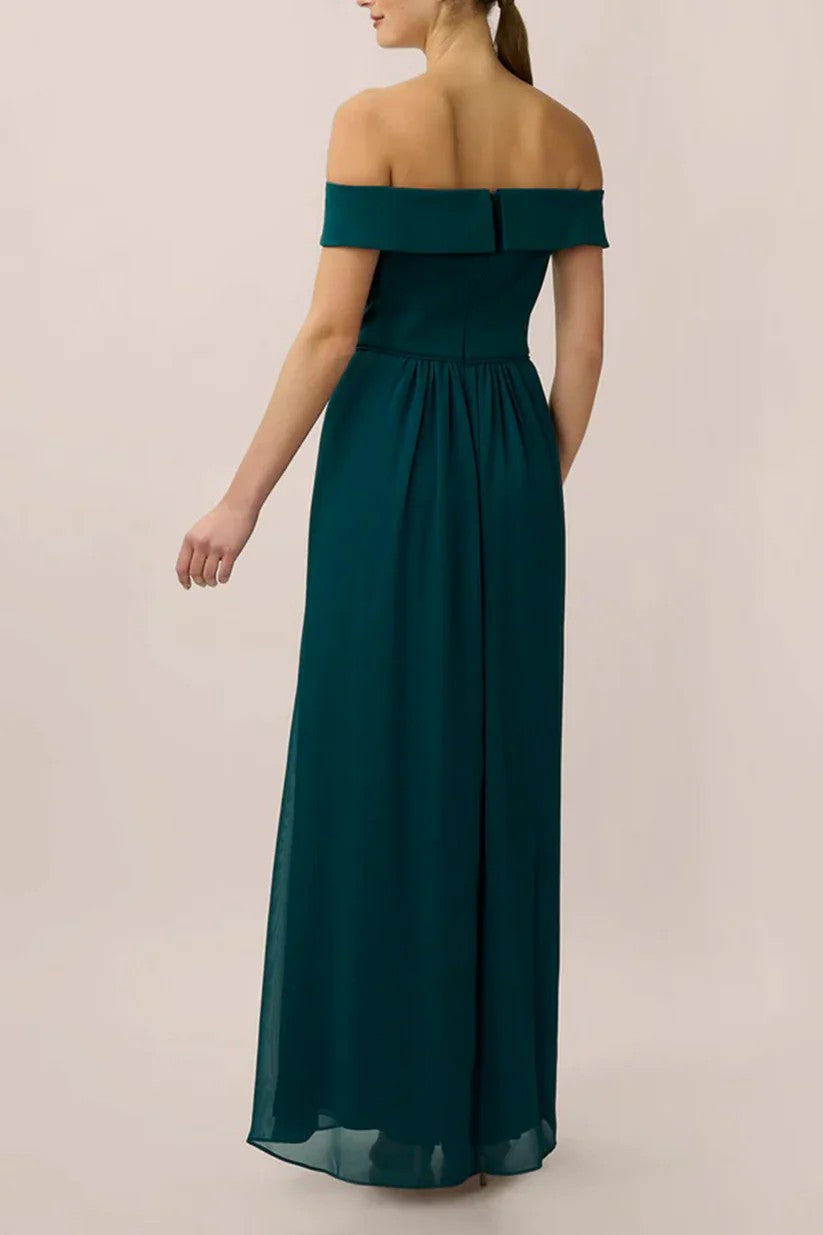 A-Line Floor Length Crepe Chiffon Dress CM0199